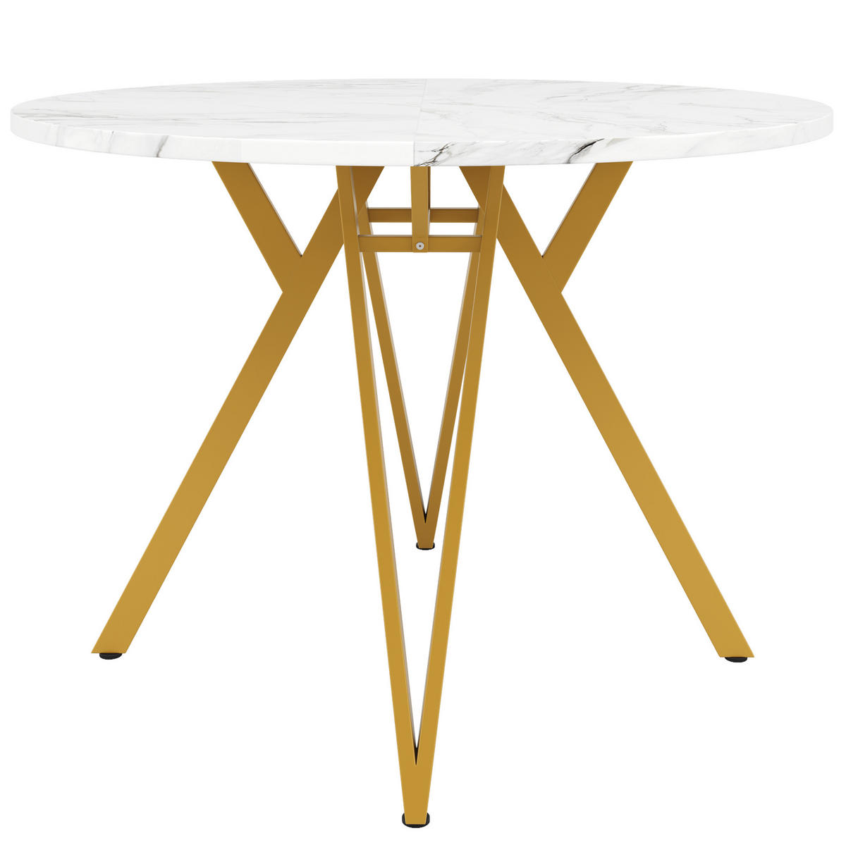 ESSTISCH 100/100/76 cm Gold aus MDF mit Marmoroptik - Goldfarben, Holzwerkstoff (100/100/76cm) - OKMYHOME