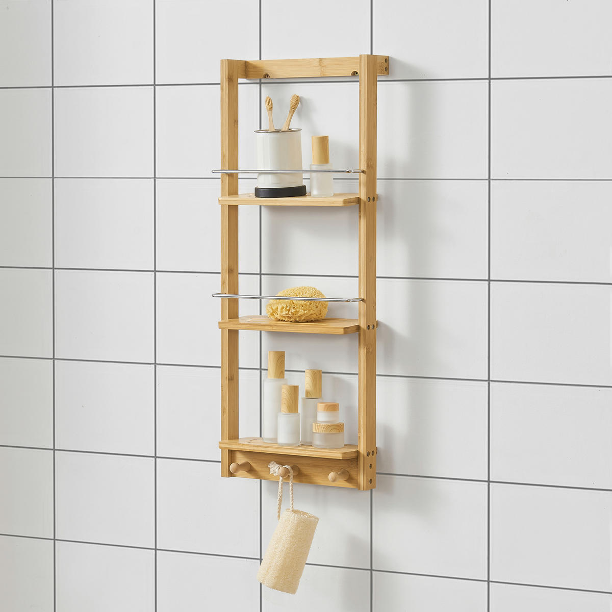 BADEZIMMERREGAL Lidingö - Naturfarben, Holz (28.5/70/10cm) - [en.casa]