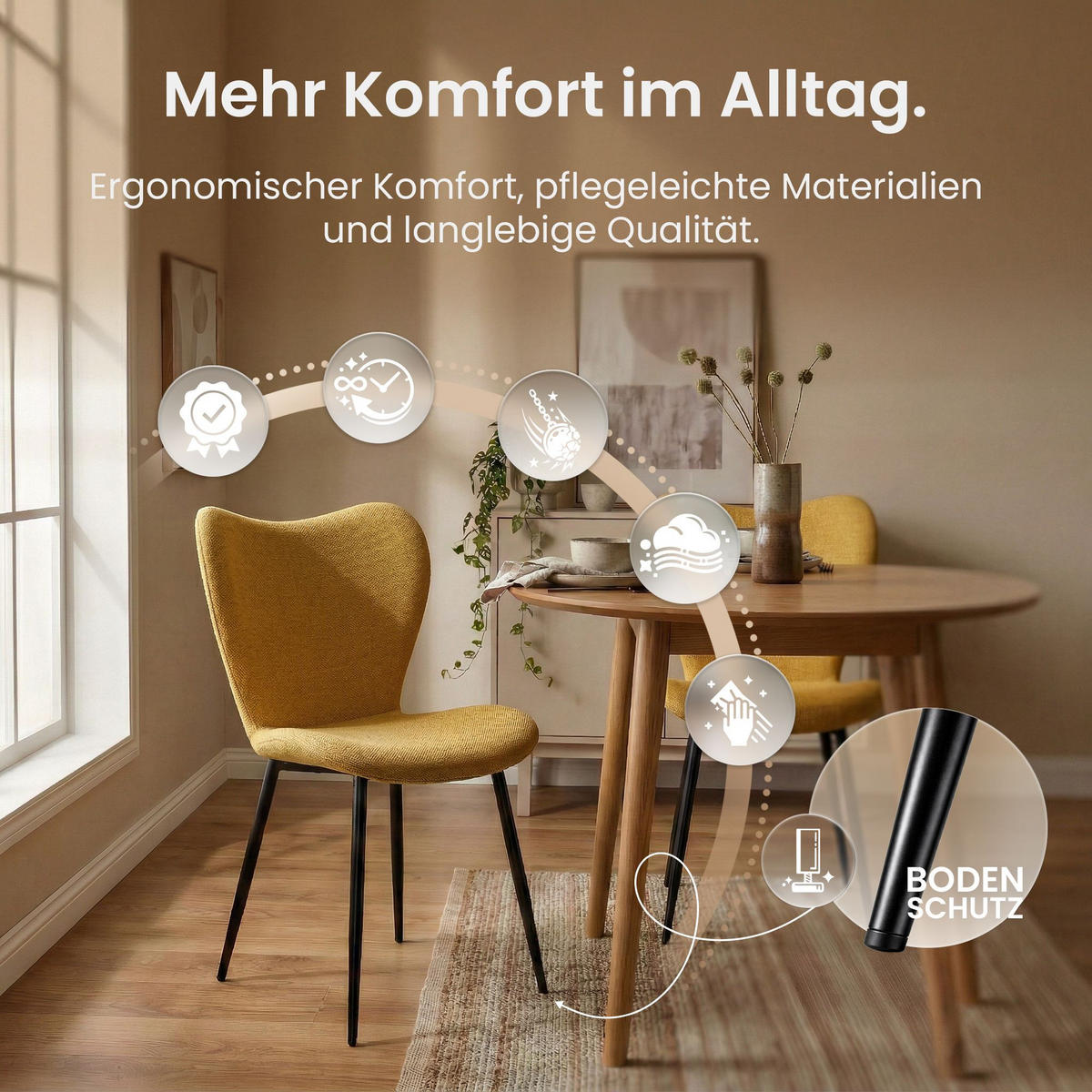 ESSZIMMERSTUHL Stoff Gelb - Gelb/Schwarz, Textil/Metall (50/80/58cm) - CLP