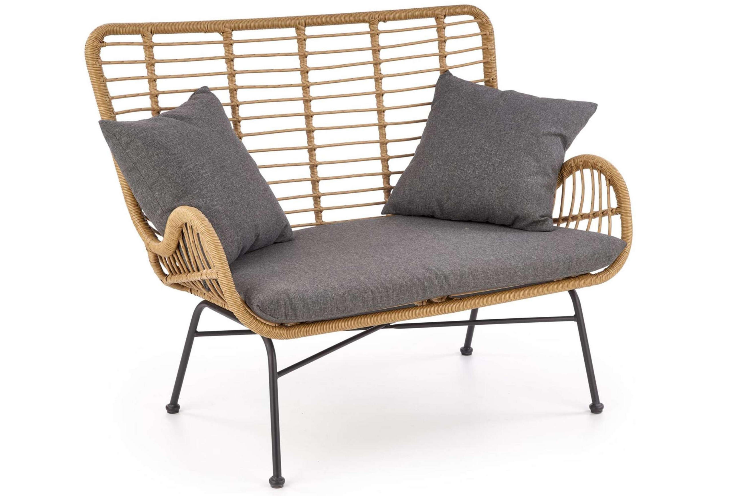 GARTENSOFA ABLA Boho, braun/grau - Braun/Grau, Kunststoff (96/70/120cm) - KONSIMO®