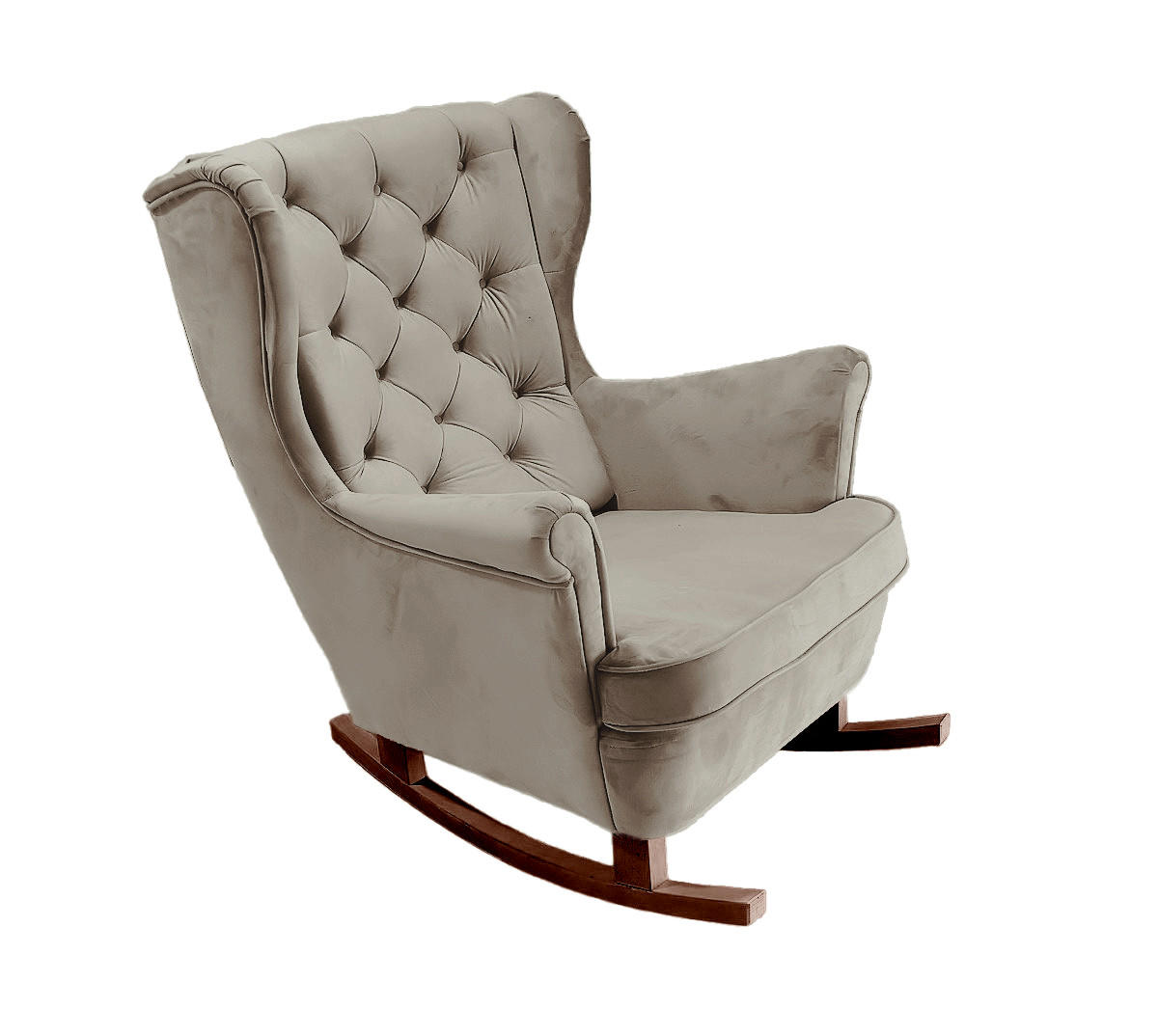 SCHAUKELSESSEL mit gepolstertem Sitz und Armlehnen, 102x81x95 cm, Grau_29842 - Alufarben/Braun, Holz/Textil (81/102/95cm) - DomoHome