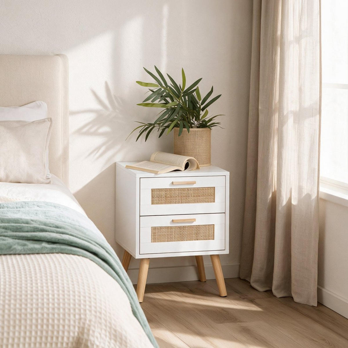 NACHTTISCH 2 SCHUBLADEN Tahiti Weiß 40 cm x 56 cm - Weiß, Holzwerkstoff (40/56/40cm) - Klast Home