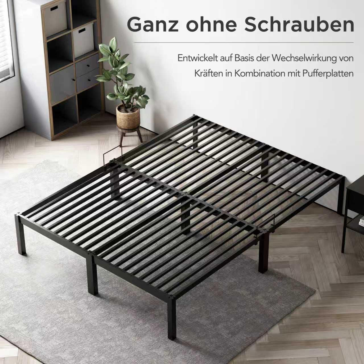 METALLBETT 140x200 cm - Schwarz, Metall (140/200cm) - HOMAVO