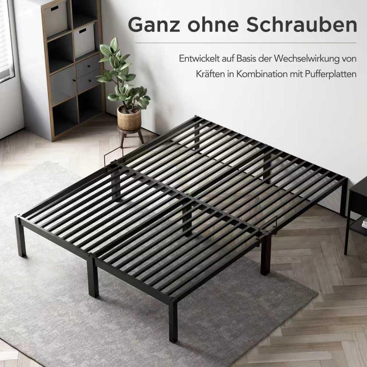 METALLBETT 140x200 cm - Schwarz, Metall (140/200cm) - HOMAVO