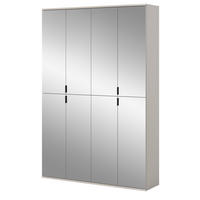 GARDEROBENSCHRANK Kaschmir 122 x 193 cm, Flurschrank mit Spiegel - Kaschmir/Schwarz, Glas/Holzwerkstoff (122/193/34cm) - Inn.Furn