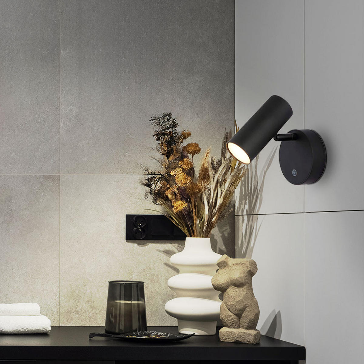 LED WANDLEUCHTE ALLVI Schwarz beweglich - Schwarz, Kunststoff (10/12.5/15cm) - Globo Lighting