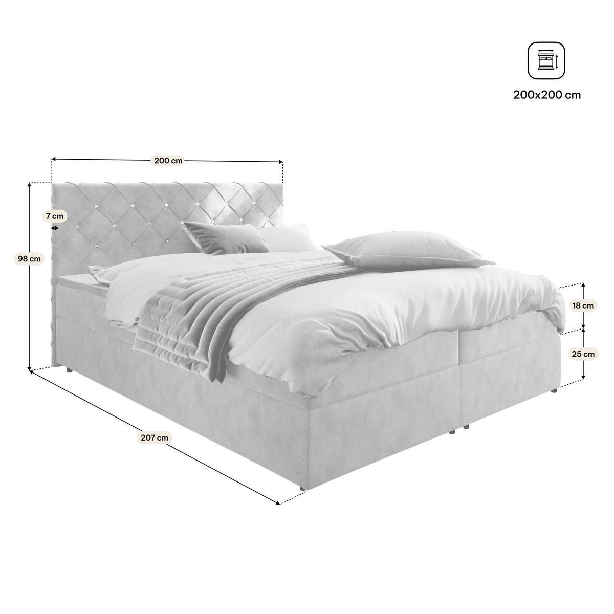 AMERICKÁ POSTEL RIVA, 200x200 cm s matrací a úložným prostorem, H2+H3, červená - červená, dřevo (200/200cm) - MASSENO