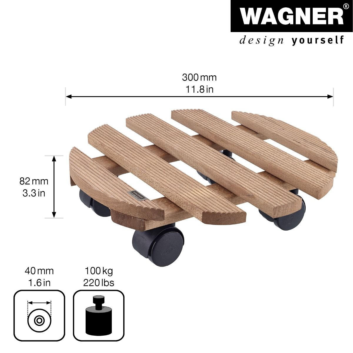 PFLANZENROLLER Holz COUNTRY 0183 - Braun, Holz (30/8cm) - WAGNER design yourself