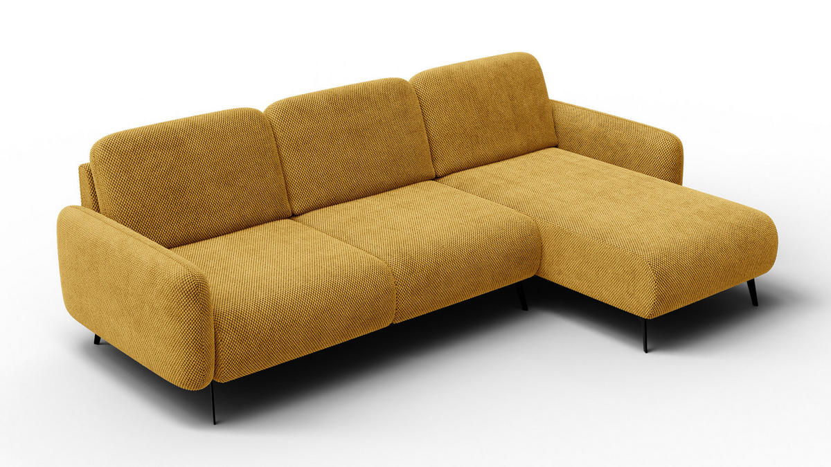 ECKSOFA FEBE 4-Sitzer rechts, dunkelgelb - Gelb/Schwarz, Holz/Textil (264/157cm) - Courtois Laville