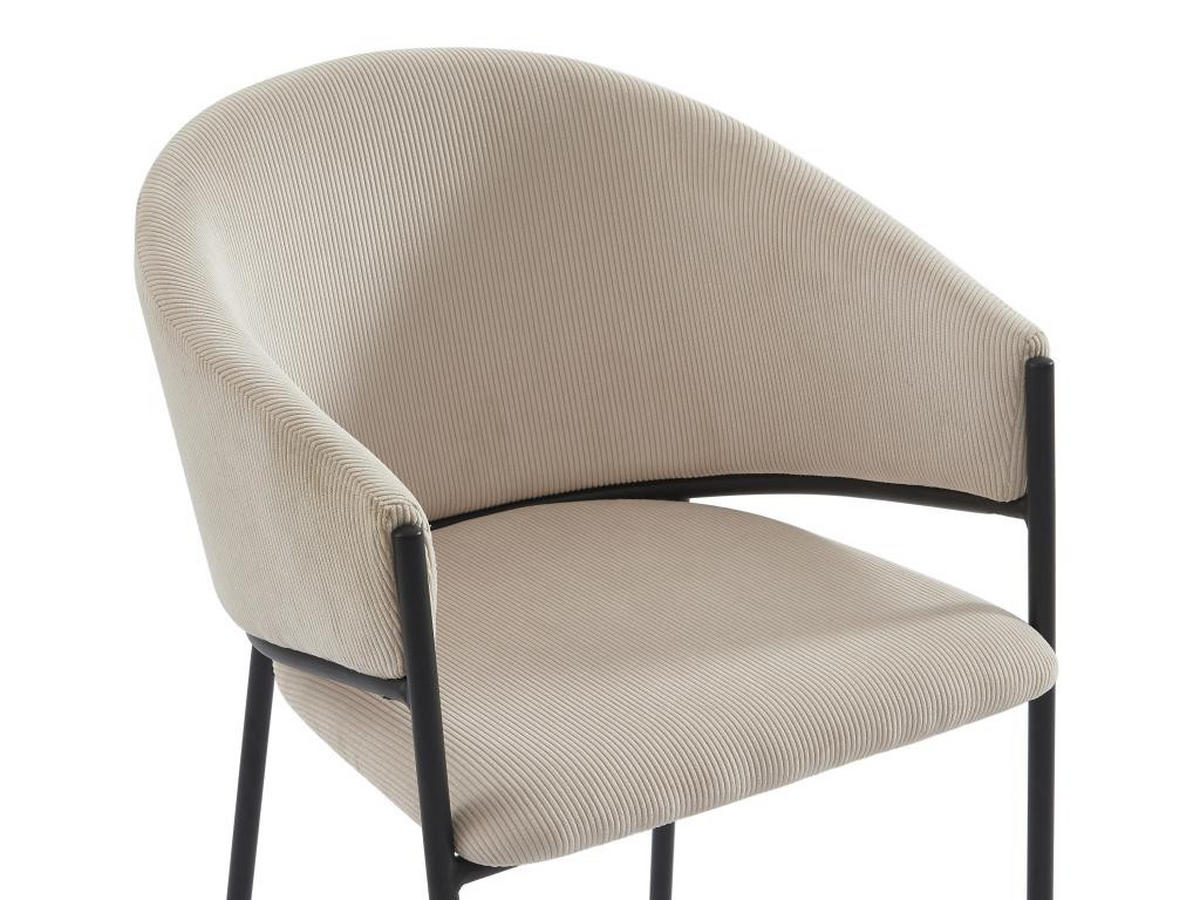 STUHL mit Armlehnen 2er-Set - Cord & Schwarzes Metall - Cremefarben - ORDIDA - Creme, Textil (61/80/53cm) - Pascal Morabito