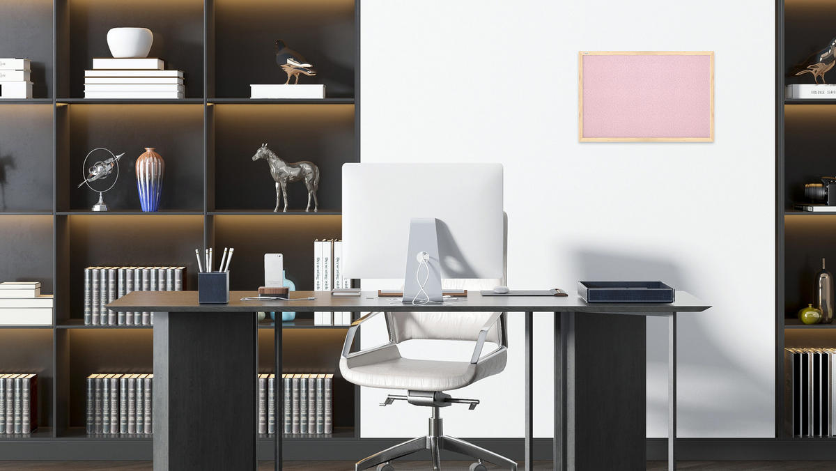 PASTELLROSA Pinnwand mit Holzrahmen 90x60cm - Pink, Holz (90/60/1.5cm) - ALLboards