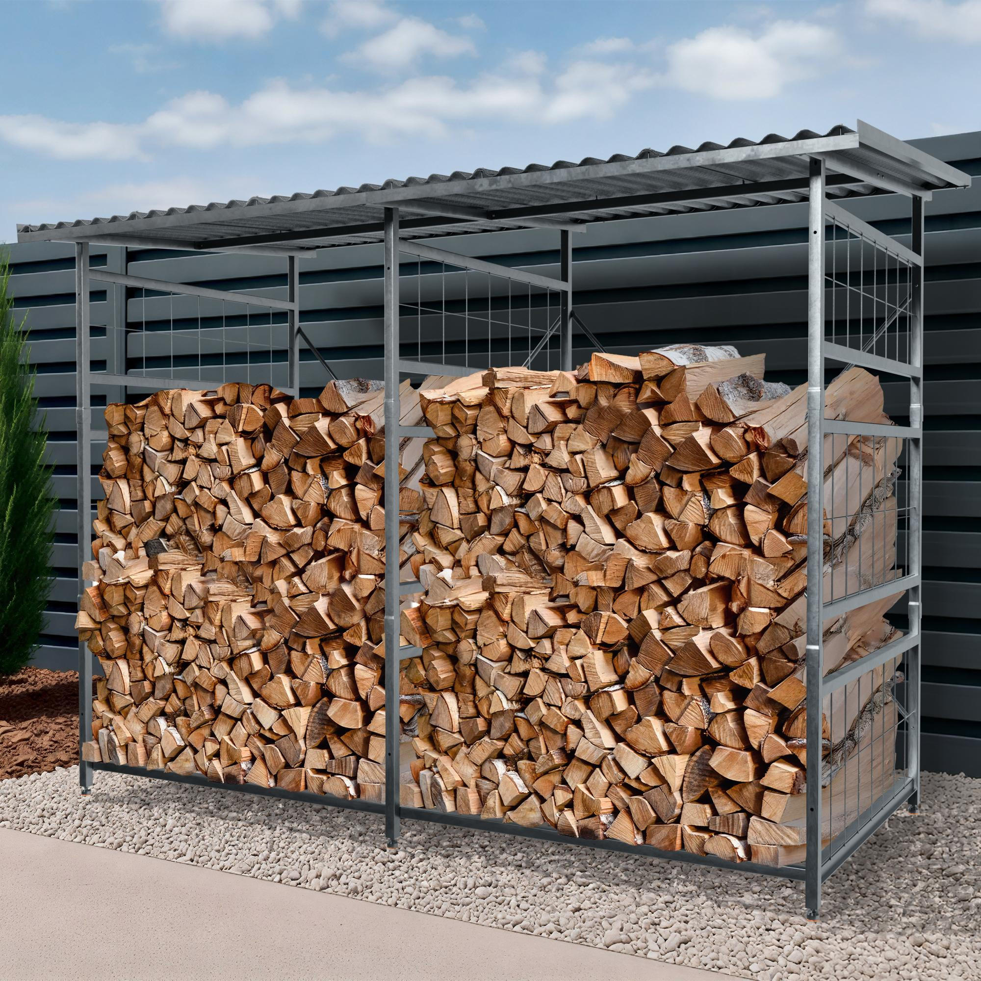 KAMINHOLZREGAL 240/110/182 cm Metall Metall - Chromfarben, Metall (240/182/110cm) - CLP