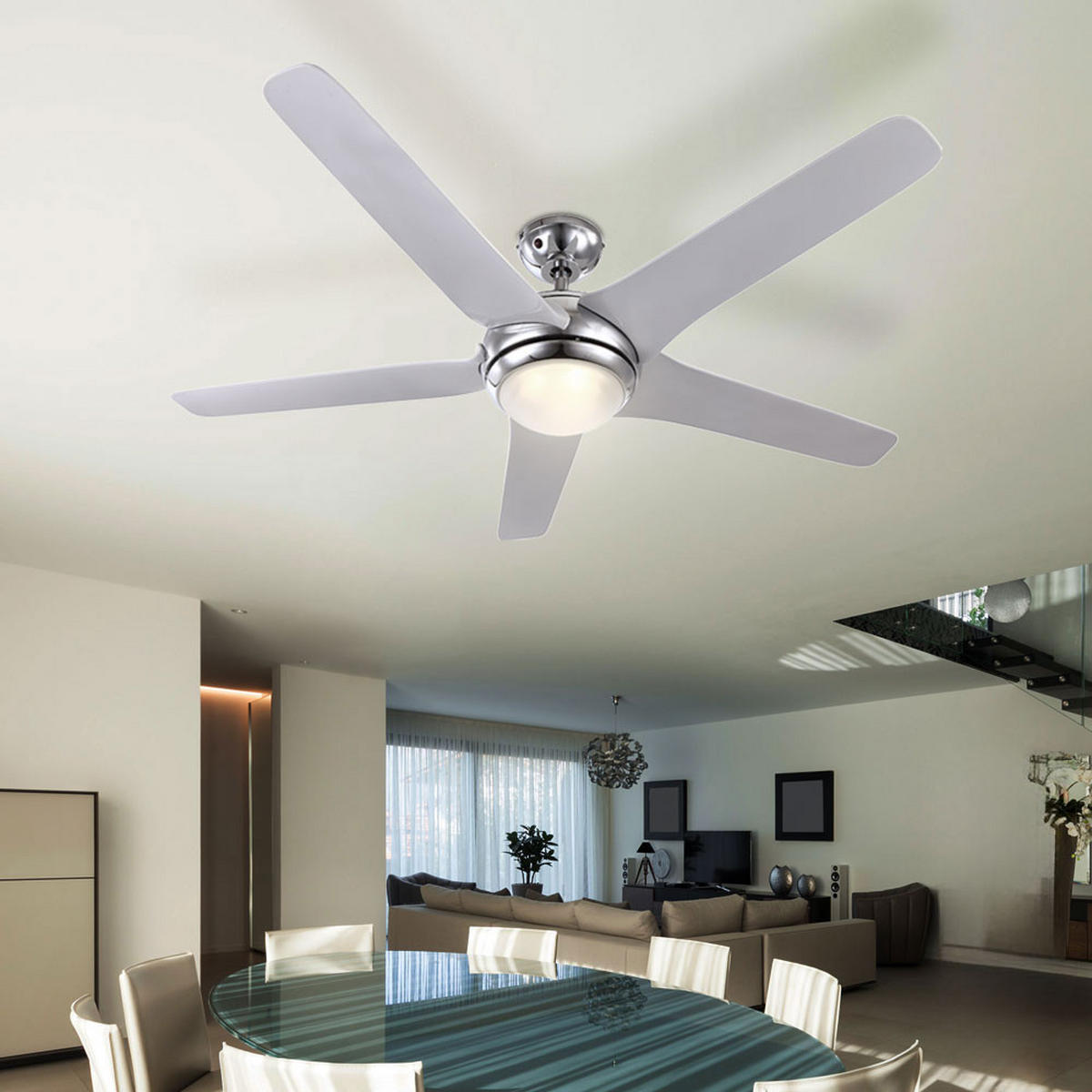 LED DECKENLEUCHTE Fabiola Weiß Glas - Weiß, Glas (137/137/37.2cm) - Globo Lighting