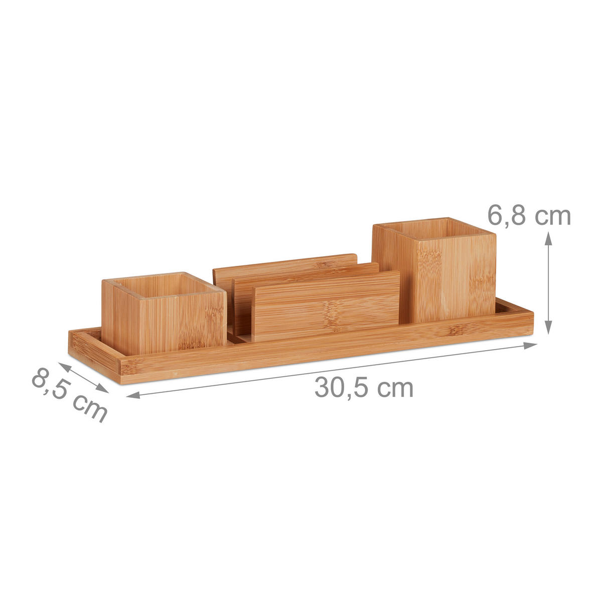 SCHREIBTISCHORGANIZER - Hellbraun, Holz (8.5/30.5/5cm) - Relaxdays