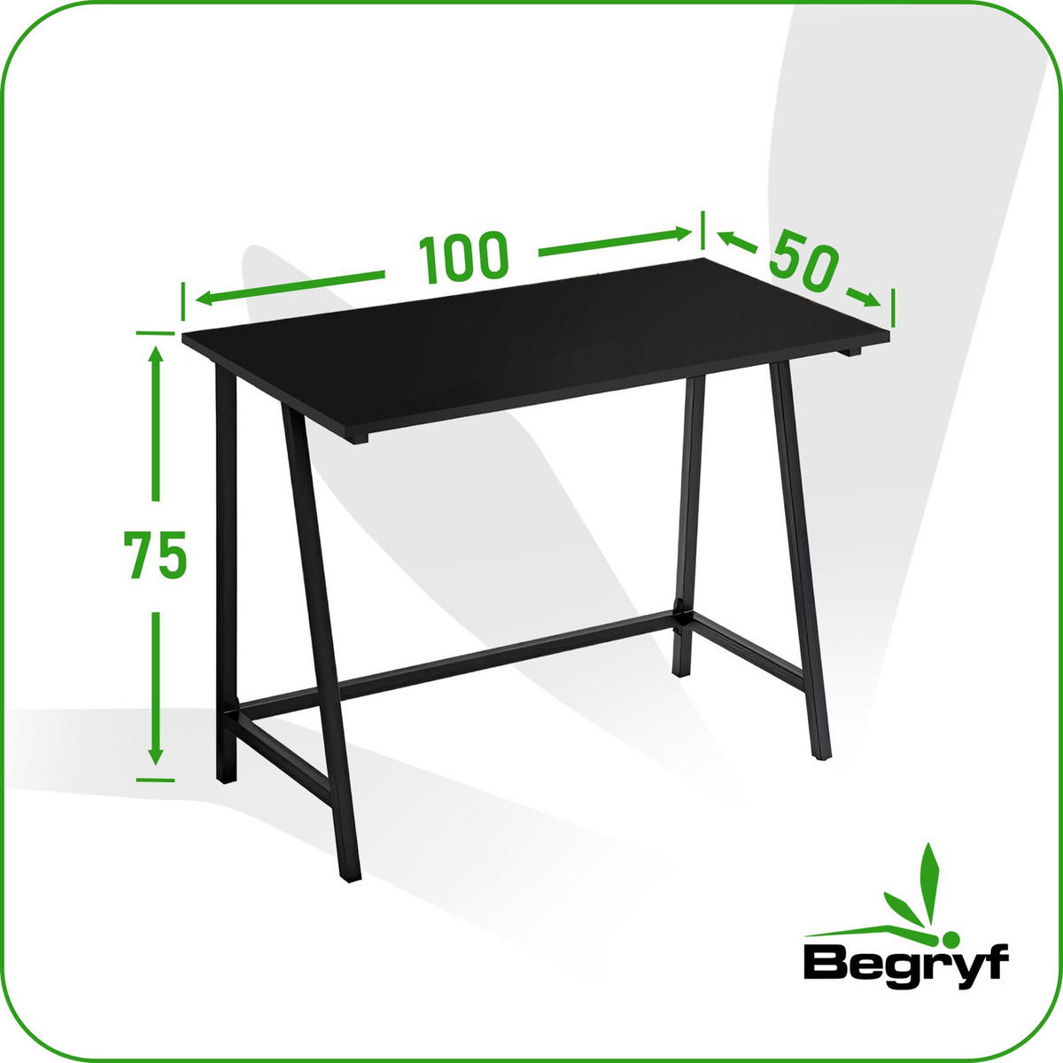 SCHREIBTISCH Metall Holzoptik Schwarz stabil 100x50x75 cm - Schwarz, Holzwerkstoff/Metall (50/100/75cm) - Begryf