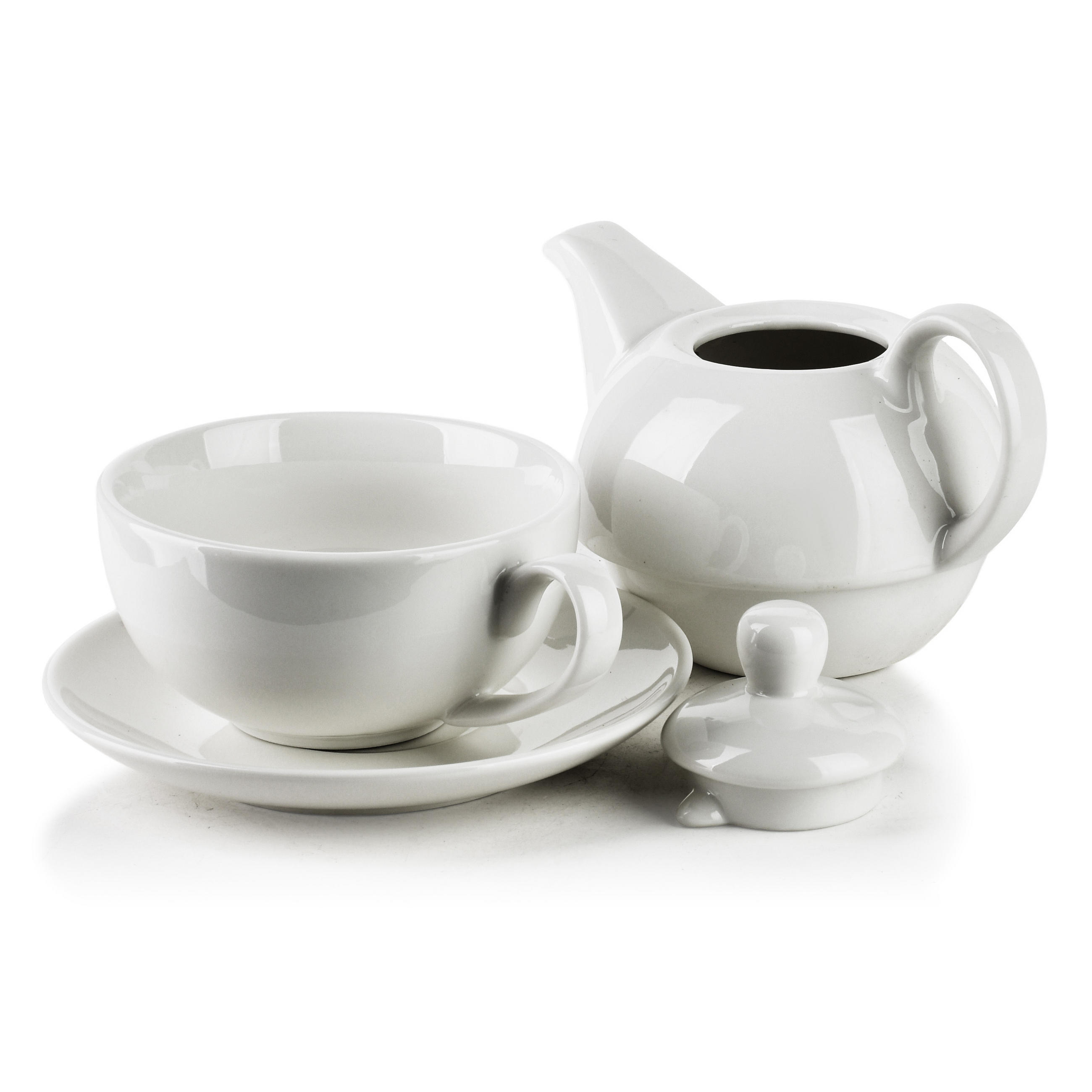 TEEKANNE MIT TASSE Basic Weiß 15,5x15,5x14,5 cm Porzellan - Weiß, Keramik (0.35L) - Mondex