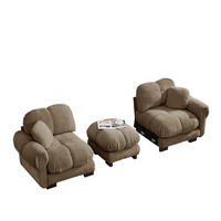 SOFA 190/149/90 cm in Braun aus Chenille mit Steppnaht und Ottomane - Braun, Textil (149/90/190cm) - Flora Grace
