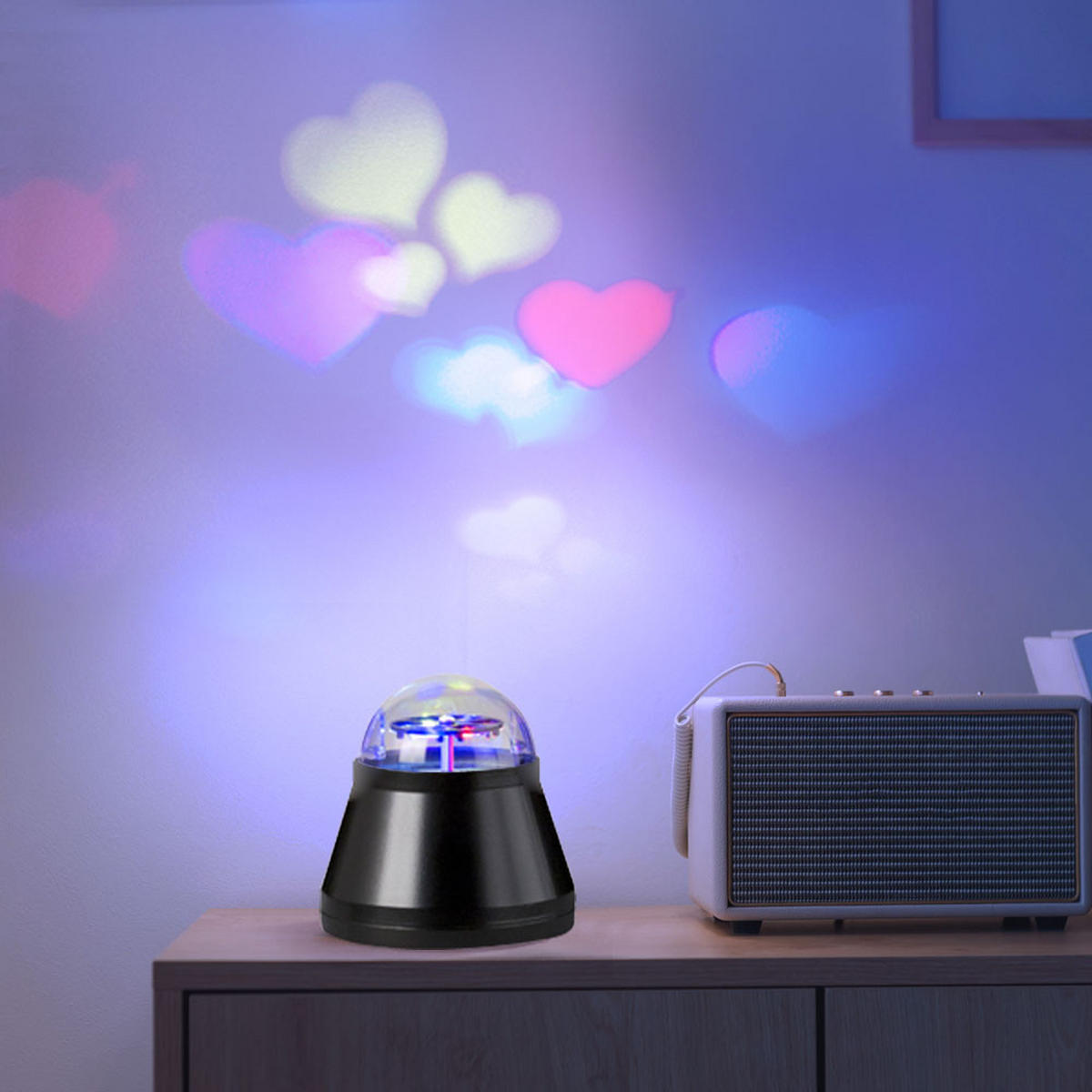 LED DEKOLEUCHTE Herzen Schwarz Bunt 2er Set - Schwarz, Kunststoff (10/10/10.5cm)