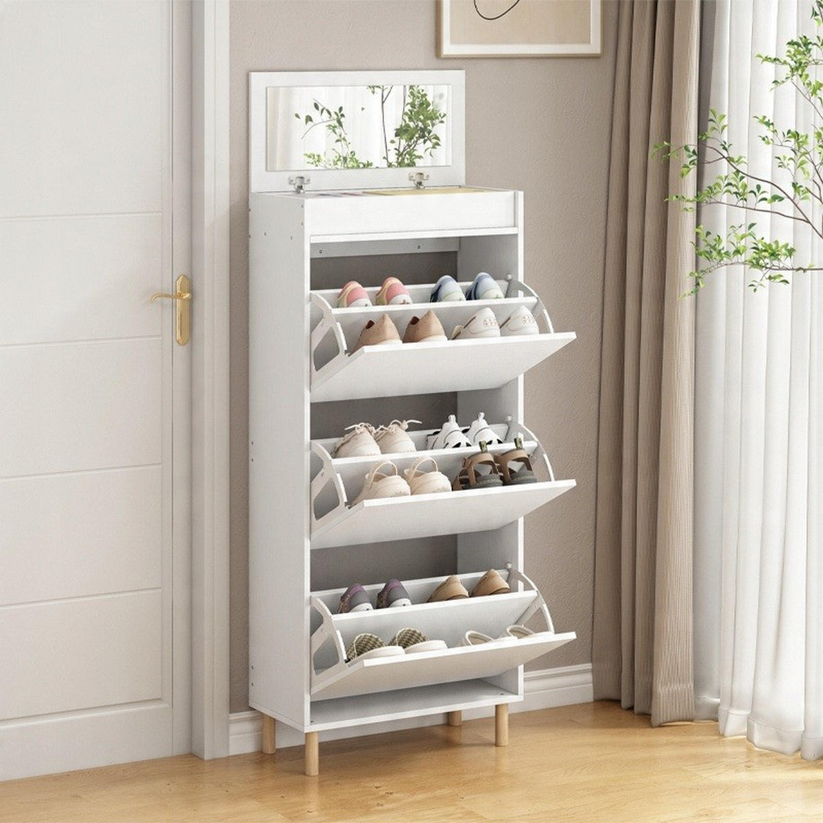 SCHUHREGAL, weiß 55/28/130cm - Weiß, Holzwerkstoff (55/130/28cm)