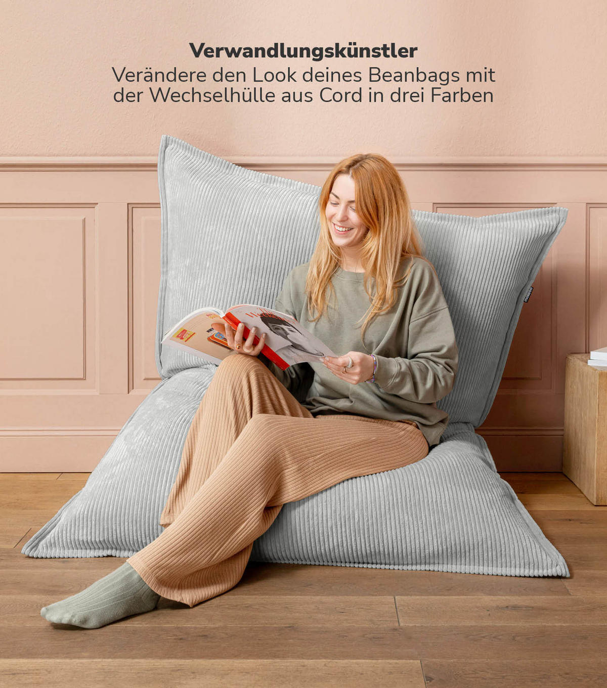 SITZSACK BEZUG Das Kuschel-Cover - Grau, Textil (130/20/170cm) - Mokebo