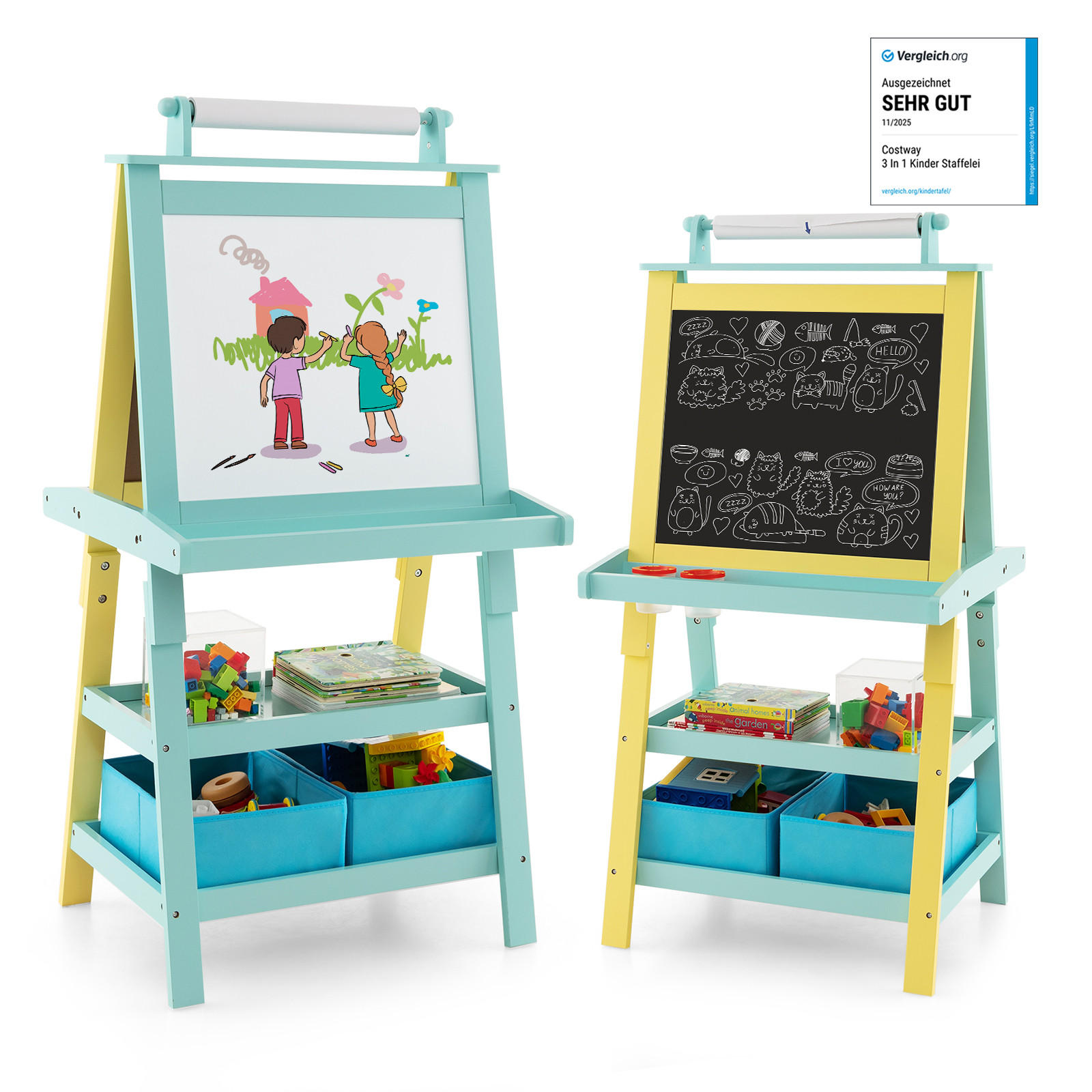 Costway Staffelei Gelb 59x117x50 cm