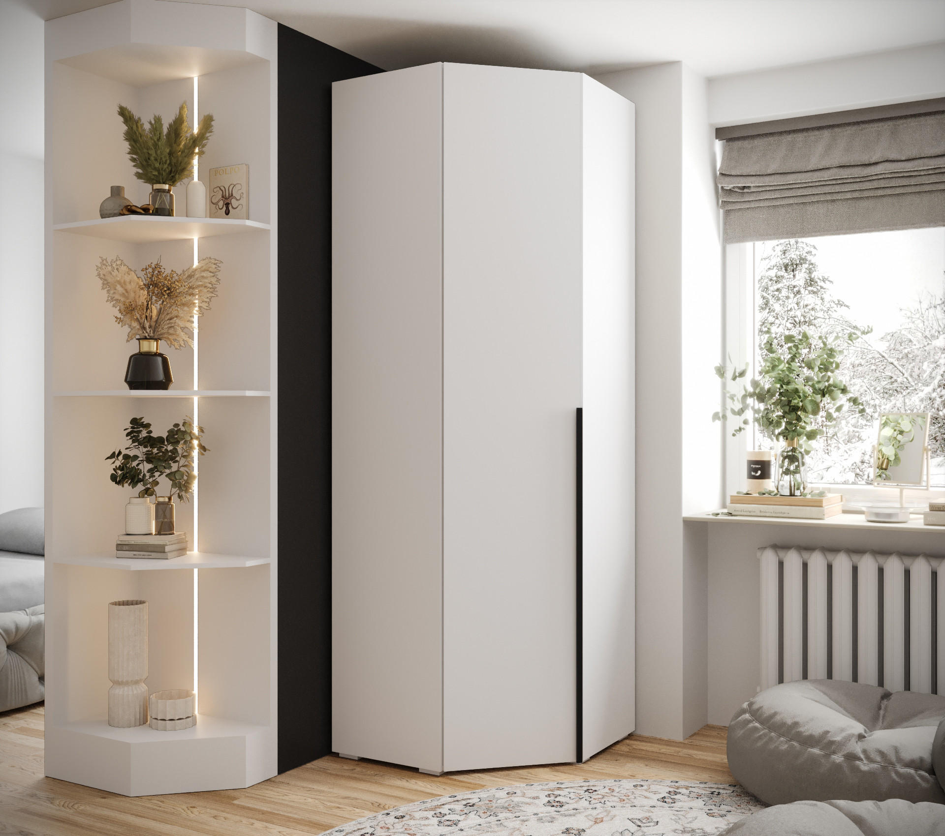 DREHTÜRENSCHRANK 236.7/81.7/81.7 1-türig - Schwarz/Weiß, Holz/Metall (81.7/236.7/81.7cm) - MÖBEL KRYSPOL