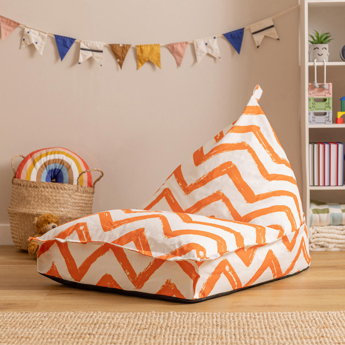 KINDERSITZSACK Liege Zickzack - Orange, Textil (72/66/102cm) - icon