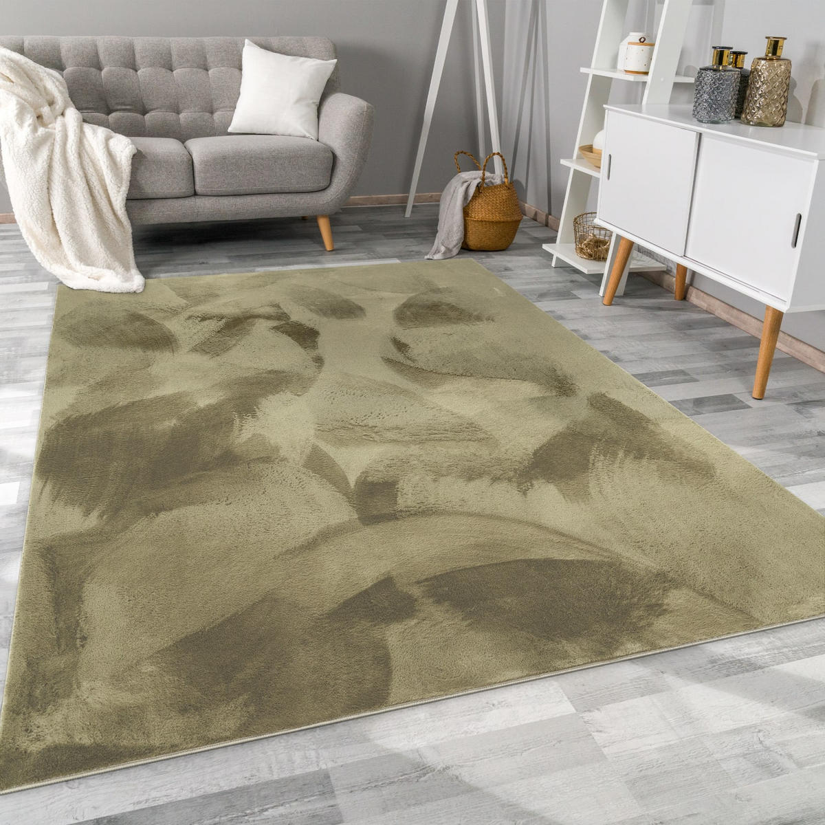 TEPPICH Kurzflor waschbar Einfarbig Wohnzimmer schmutzabweisend Grün Rechteckig 160x230 - Grün, Textil (160/230cm) - KADIMA DESIGN