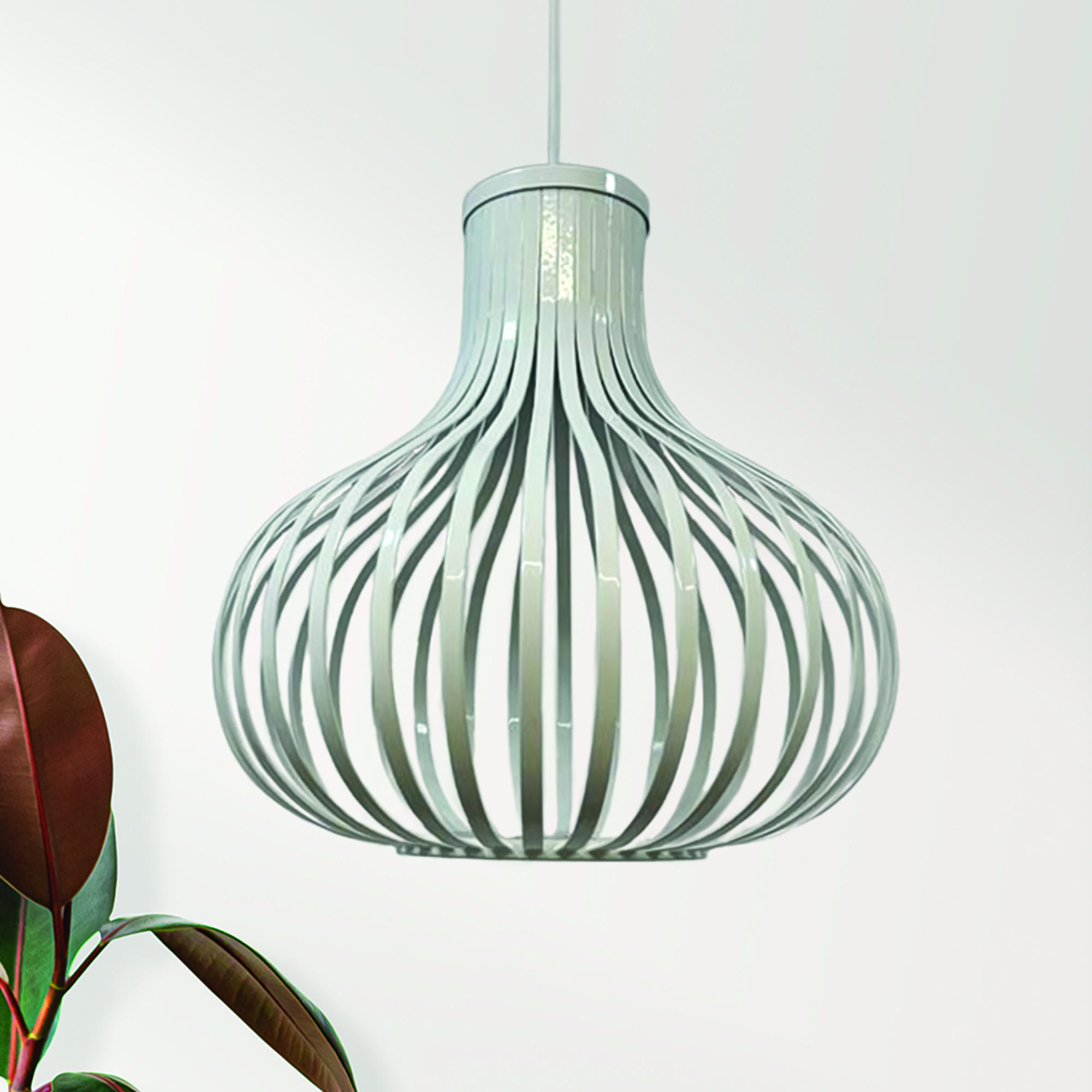 PENDELLEUCHTE Pear 30/35 cm - Weiß Hochglanz/Weiß, Holz/Metall (35/30/35cm) - Bamyum