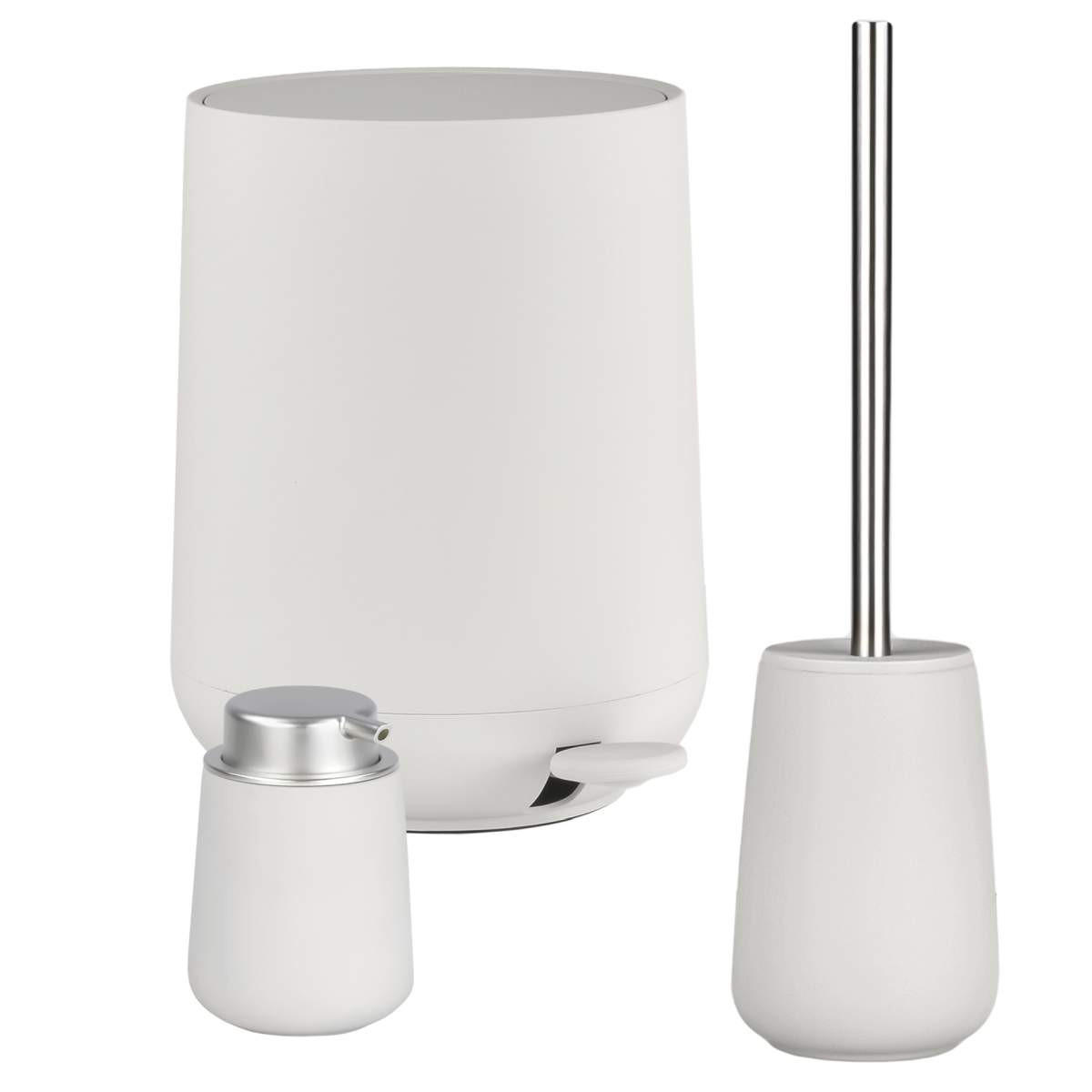 BAD ACCESSOIRES SET Nova 3tlg. soft grey (lichtgrau) - Hellgrau, Kunststoff (23/29/23cm) - Zone Denmark