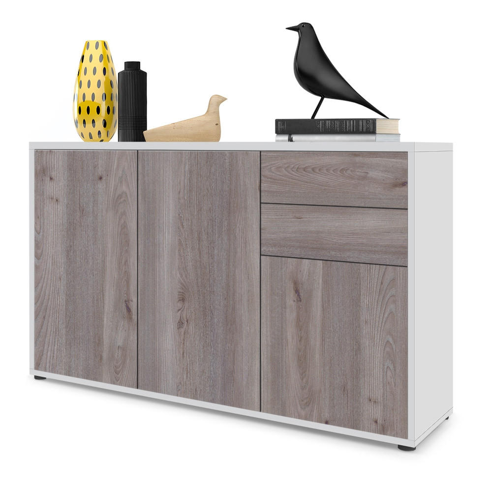KOMMODE Ben Front in Eiche Nordic - Silbereichenfarben, Holzwerkstoff (117/74/36cm) - Vladon