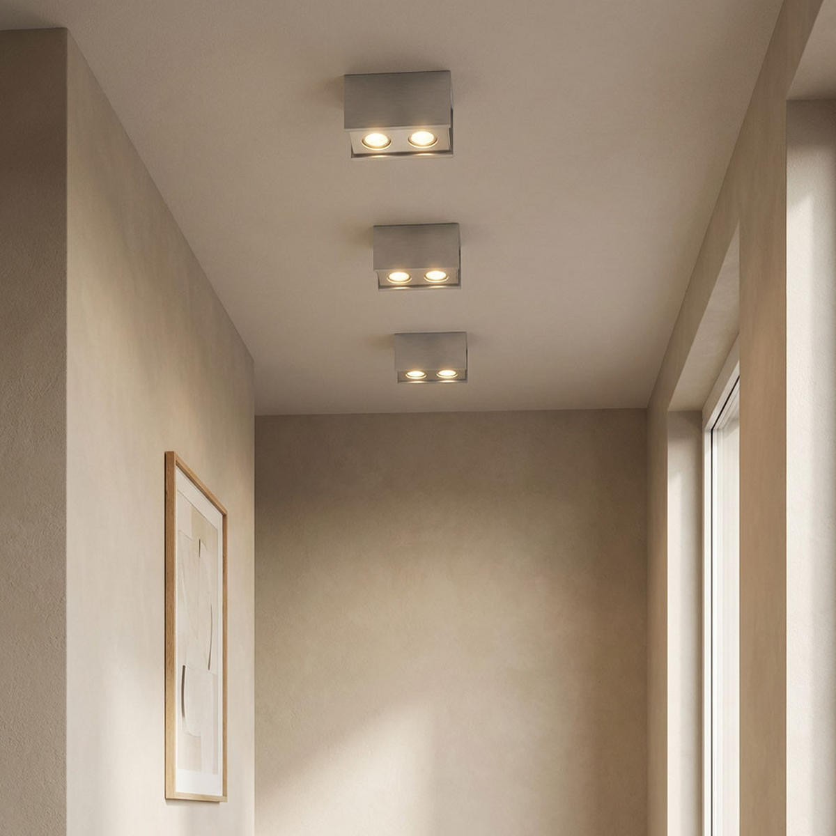 DECKENLEUCHTE Metall Beton Grau 2 Flammig 3er Set - Grau, Stein (18/10/14.7cm) - Globo Lighting