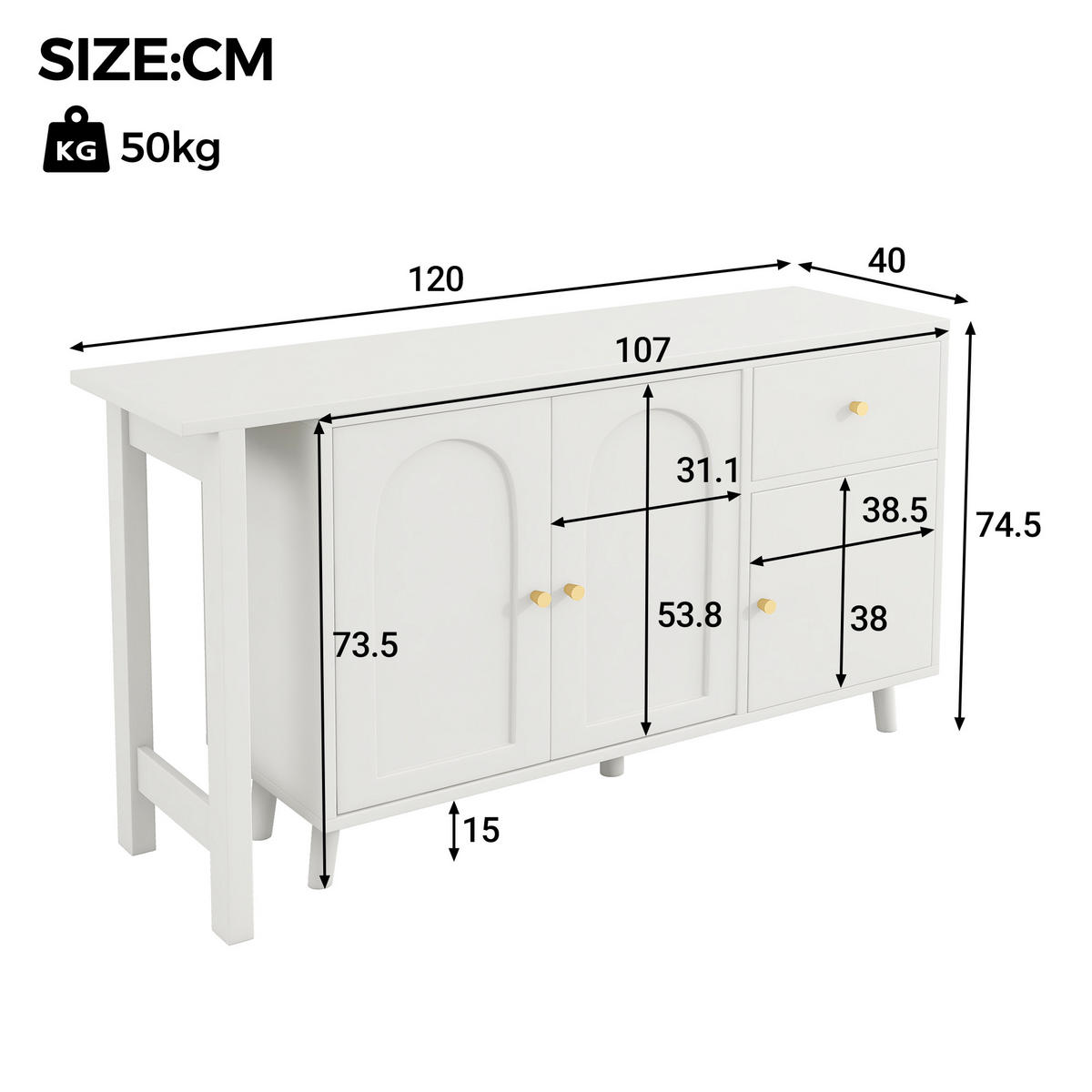 SCHREIBTISCH 120/40/74,5 cm drehbar mit Sideboard und Schublade in Weiß - Weiß, Holzwerkstoff (120/40/74.5cm) - BEAOK