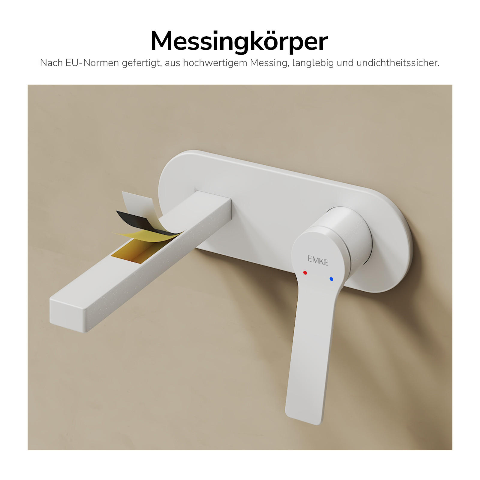 Thumbnail - Emke Waschtischarmatur, Weiß, Metall, Freiform, 21x7x28.8 cm, Badezimmer, Waschbecken & Armaturen, Badarmaturen