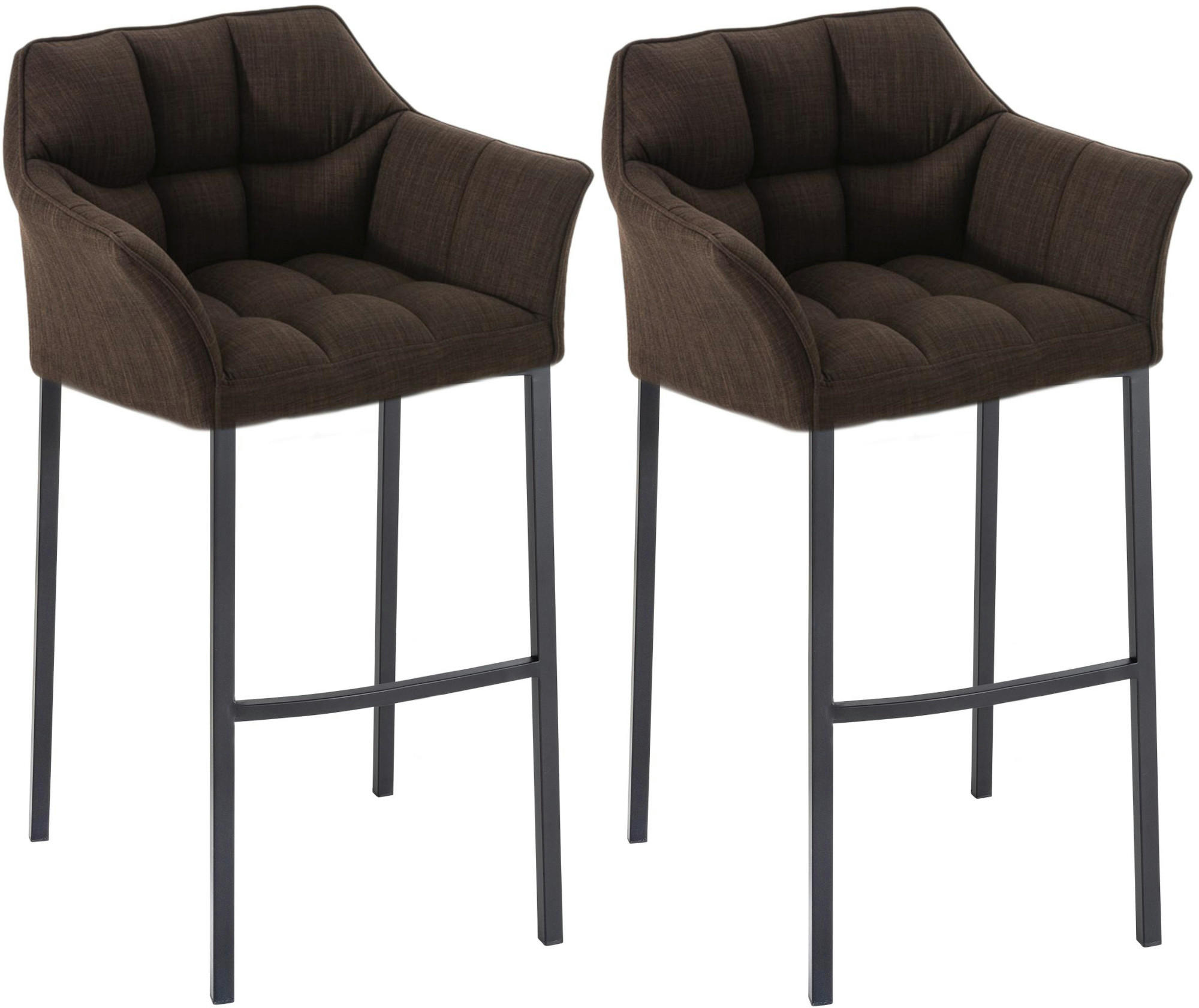 BARHOCKER 2er Set Stoff Braun - Schwarz/Braun, Textil/Metall (64/110/48cm) - CLP