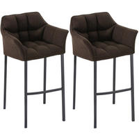 BARHOCKER 2er Set Stoff Braun - Schwarz/Braun, Textil/Metall (64/110/48cm) - CLP