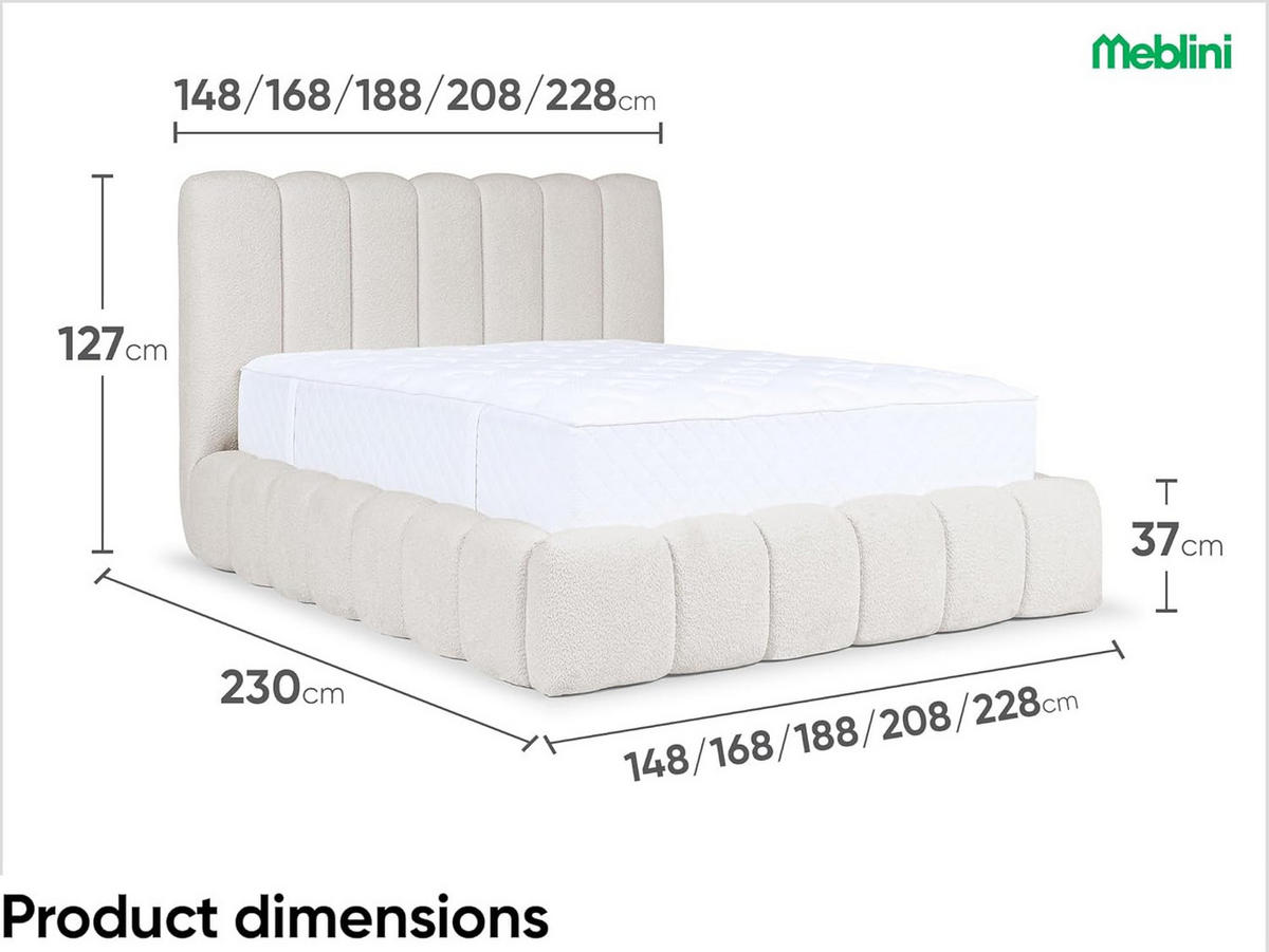 POLSTERBETT Carlos - Ecru, Textil (200/200cm) - Meblini