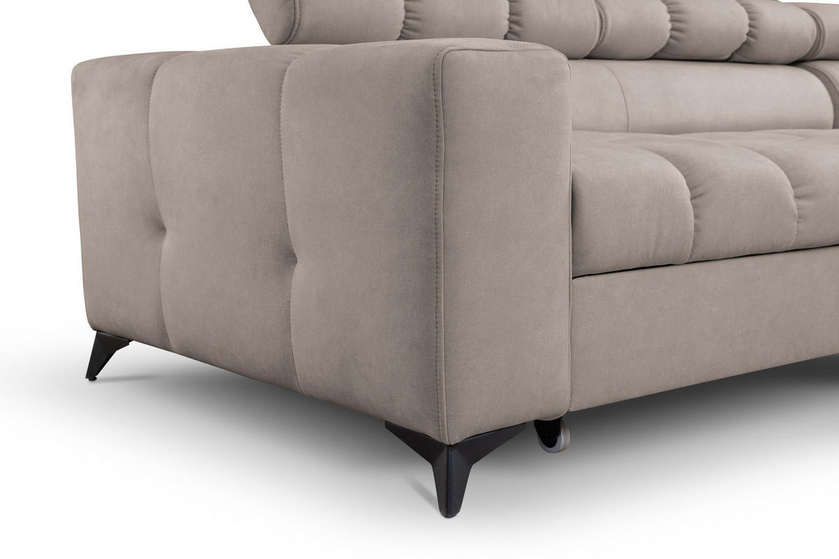 ECKSOFA Andrea L-Form mit verstellbaren Kopfstützen Schlaffunktion Bettkasten 267 cm links beige - Beige, Kunststoff (106/267cm) - Margaret Hadas24