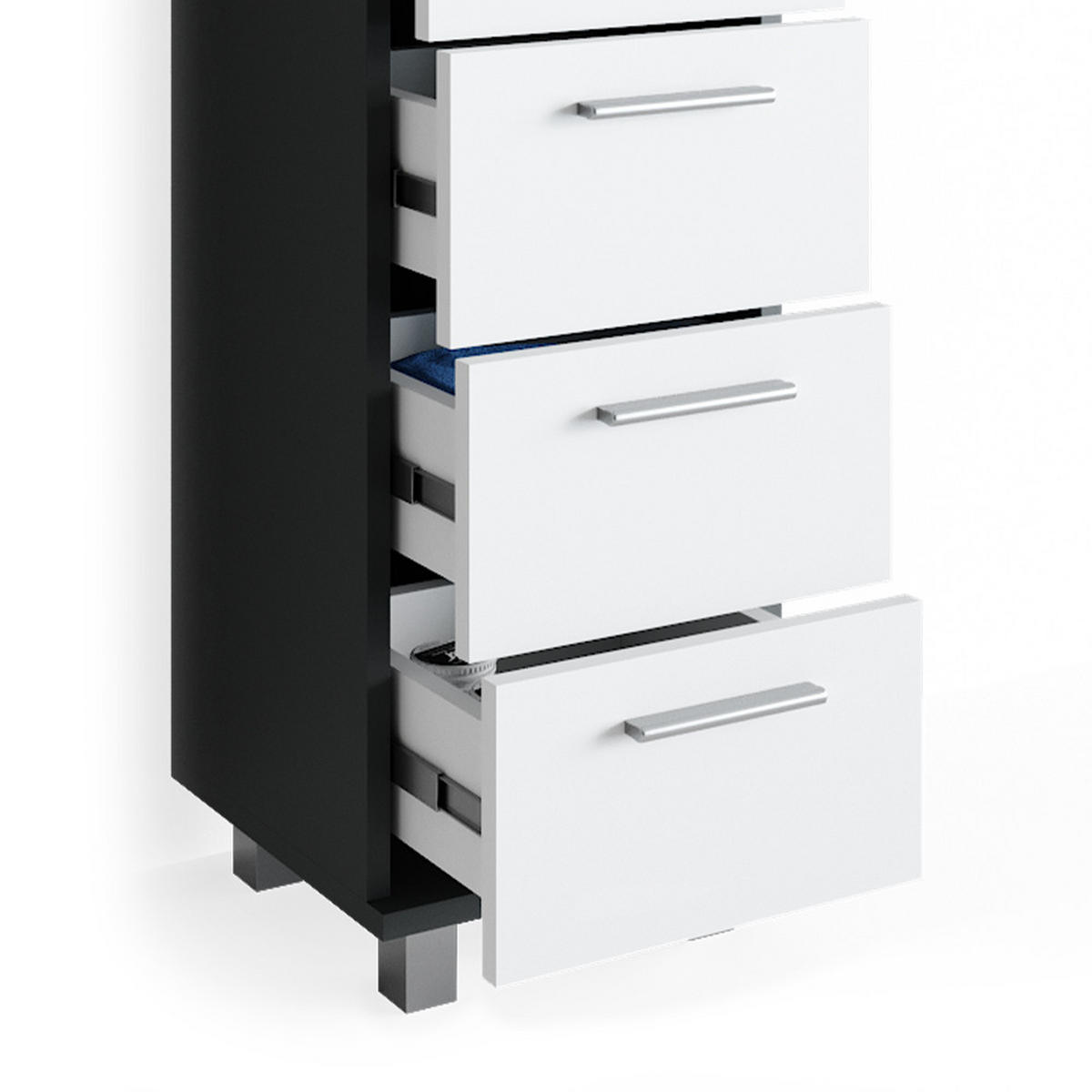 BADMÖBEL-SET Ilias Anthrazit 3 Teile, mit Midischrank - Anthrazit/Weiß, Holzwerkstoff (60/60.8/33cm) - Vicco