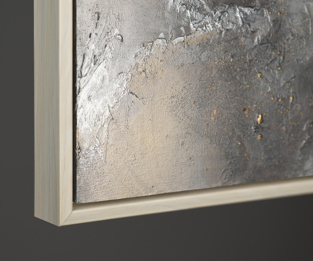 GEMÄLDE Harmonie von Gold und Silber Schattenfugenrahmen Beige 120x80 cm - Beige, Holz (120/80cm) - YS-art gallery