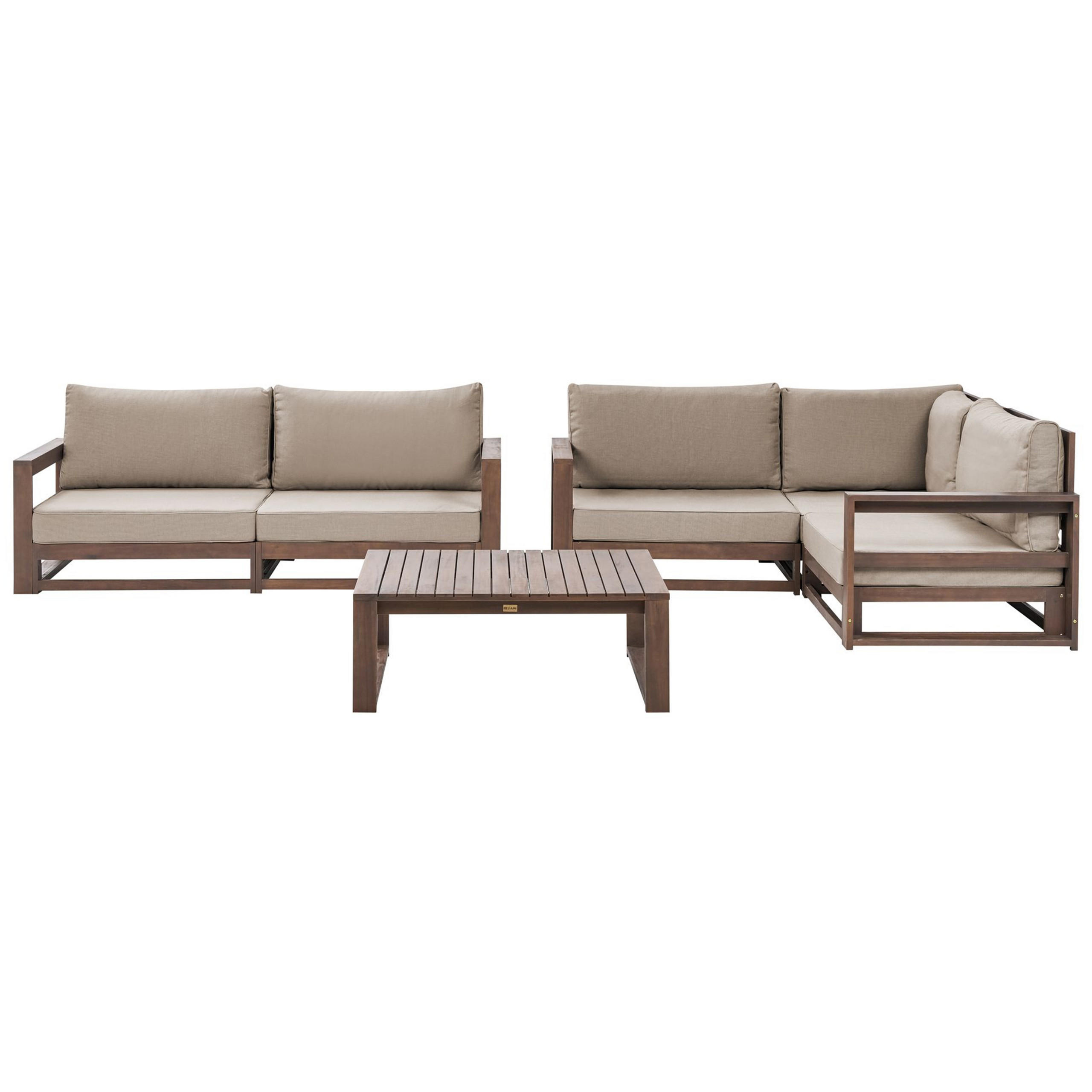 4-SITZER LOUNGE SET zertifiziertes Holz dunkelbraun Auflagen taupe Timor II - Taupe/Dunkelbraun, Holz - Beliani