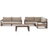 4-SITZER LOUNGE SET zertifiziertes Holz dunkelbraun Auflagen taupe Timor II - Taupe/Dunkelbraun, Holz - Beliani