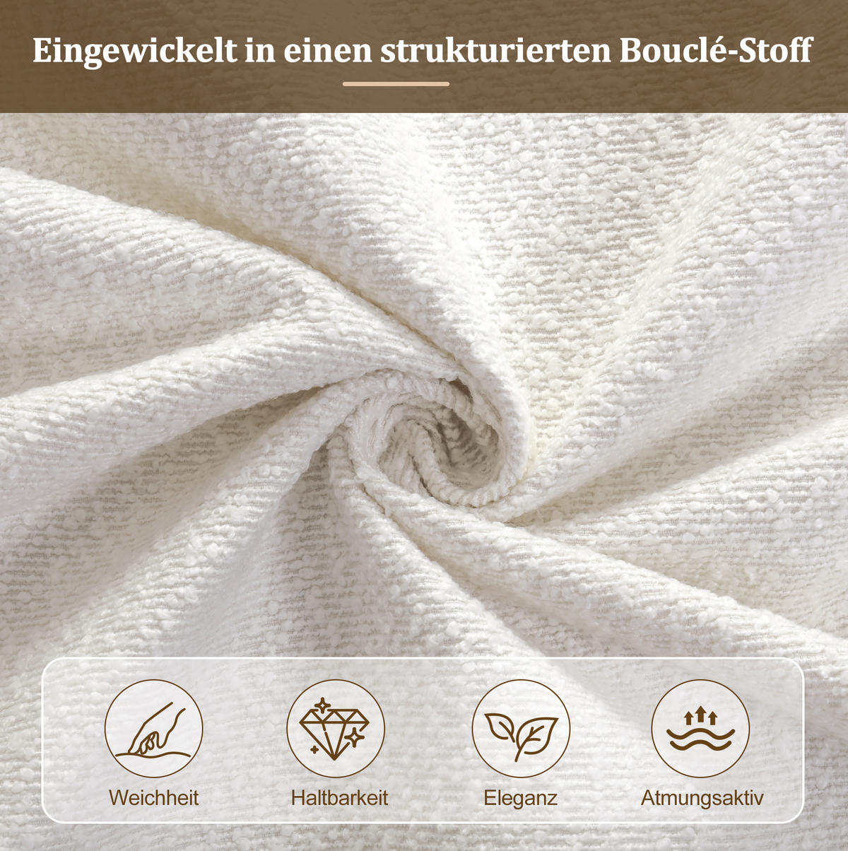 POLSTERBETT aus Bouclé 180x200 cm Beige mit Lattenrost und hydraulischem Bettkasten - Beige, Textil (180/200cm) - Modfu