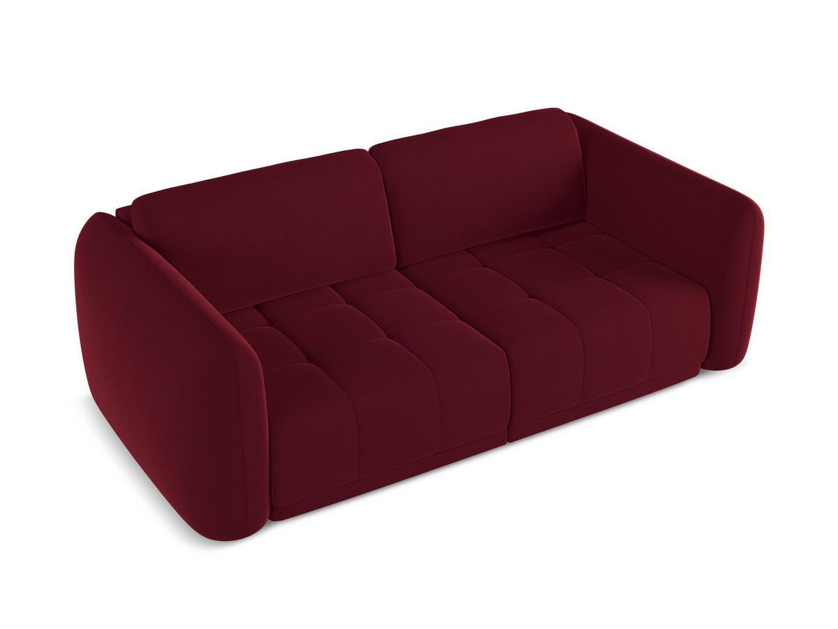 3-SITZER SOFA Samt Stoff Rot - Bordeaux/Rot, Kunststoff/Textil (210/74/105cm) - Makamii