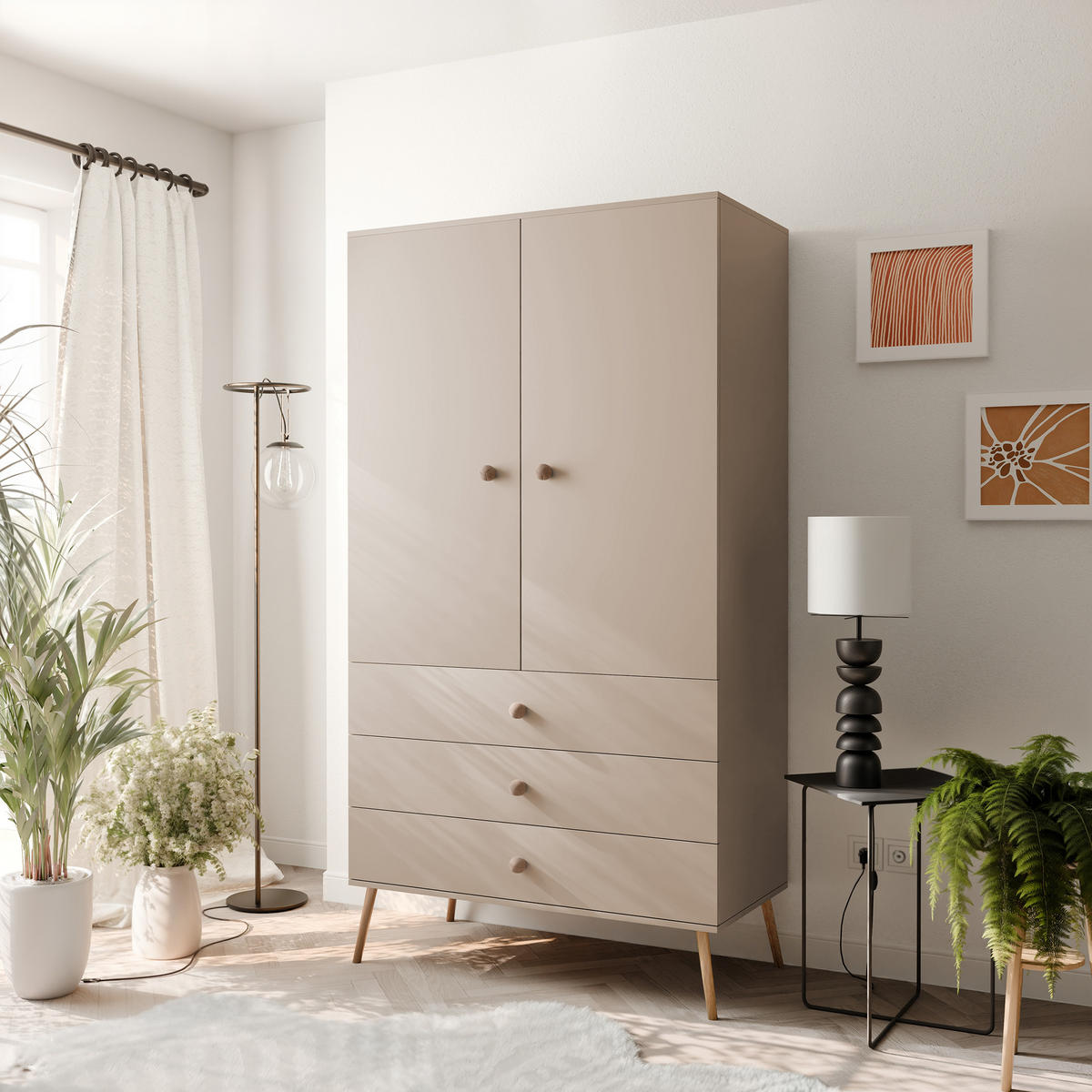 DREHTÜRENSCHRANK VALERIO 2-türig 100/52/202 cm Macchiato - Cappuccino, Naturmaterialien/Holz (100/202/52cm) - Idohome