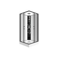 DUSCHKABINE - 80cm x 80cm - Sicherheitsglas - schwarz, weiß - KIVORA - Schwarz, Glas (80/80/200cm) - Vente-Unique