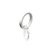 FLACHRINGE MIT EINLAGE UND FALTENHAKEN FÜR GARDINENSTANGEN 20 mm Ø, Weiß, Packung 10 Stück - Weiß, Metall (20cm) - INTERDECO