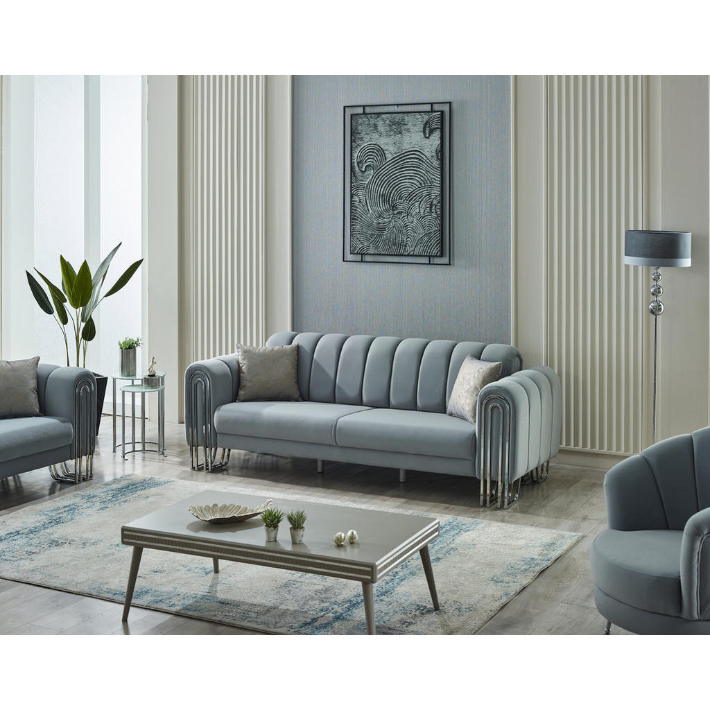 Thumbnail - Villa Möbel Sitzgarnitur, Grau, Holz, 5-Sitzer, 235x85x90 cm, Wohnzimmer, Sofas & Couches, Sitzgarnituren