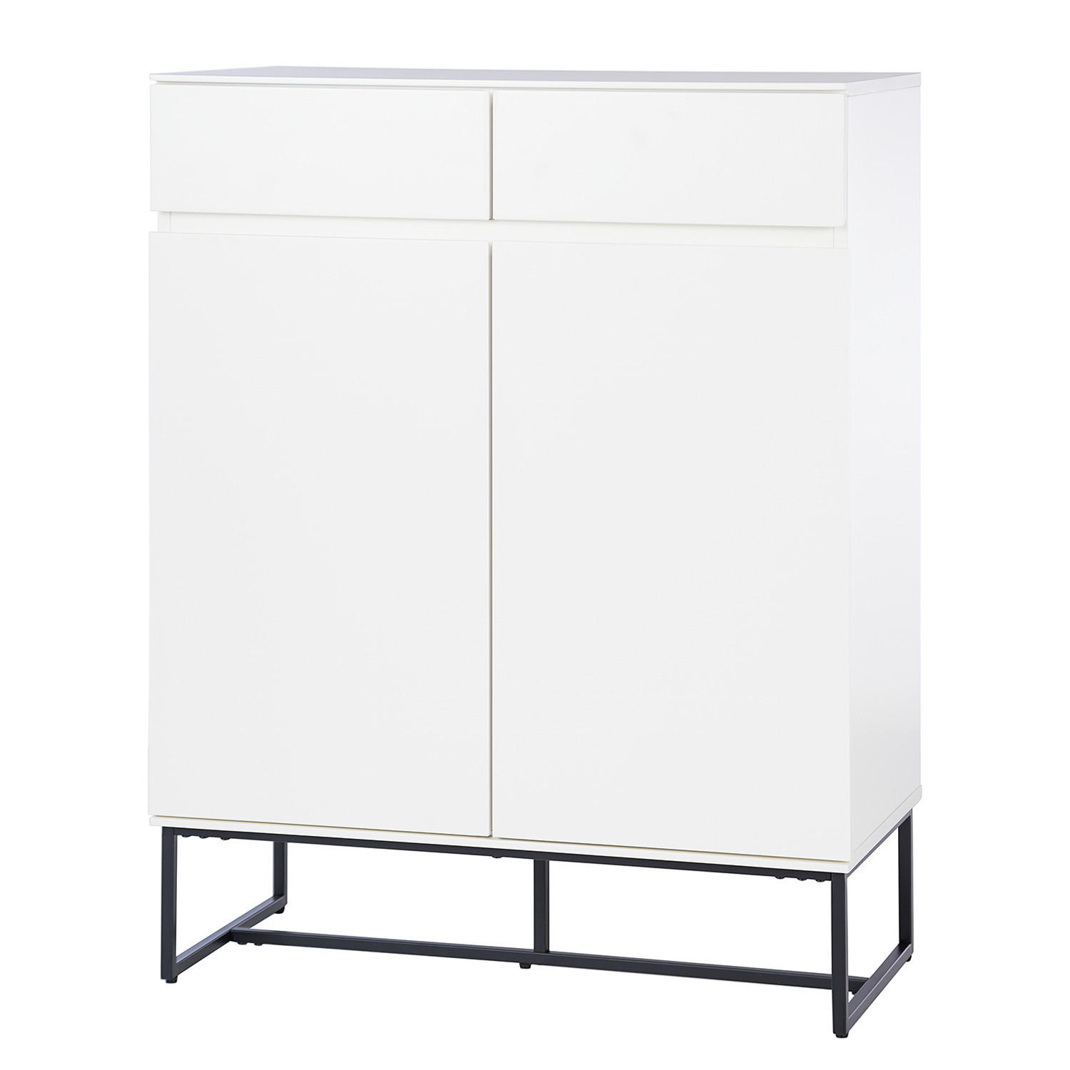 SCHUHKOMMODE mit Schubladen - Schwarz/Weiß, Holzwerkstoff/Metall (80/105/40cm) - home24