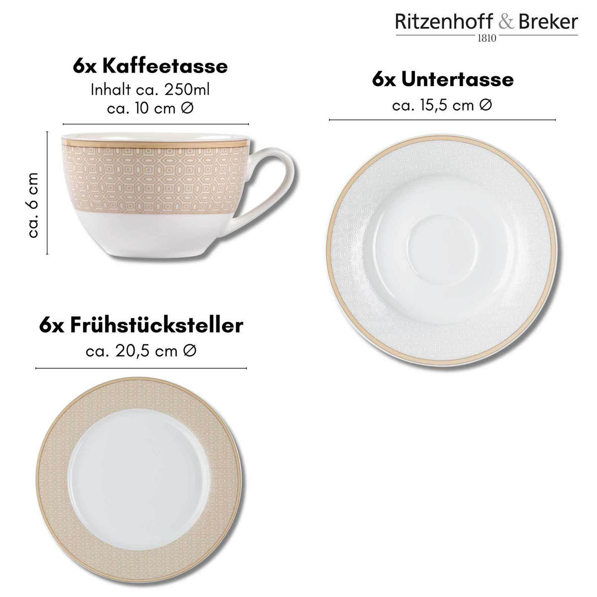 KOMBISERVICE Geo beige 30er Set - Beige, Keramik (1/1/1cm) - Ritzenhoff Breker
